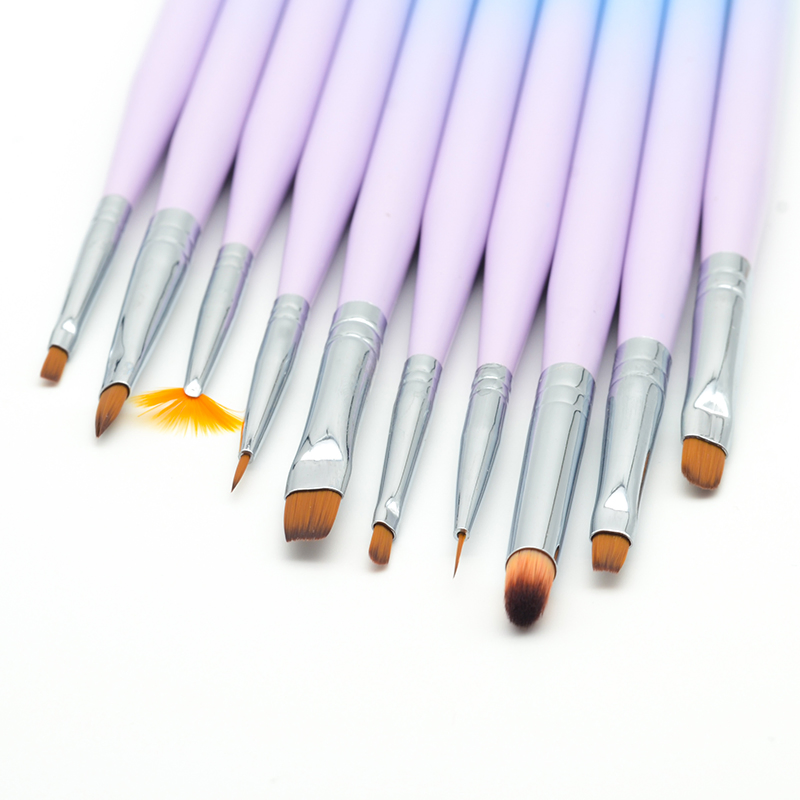 Gradient Color Guyo Nylon Brush Set with Metal Handle