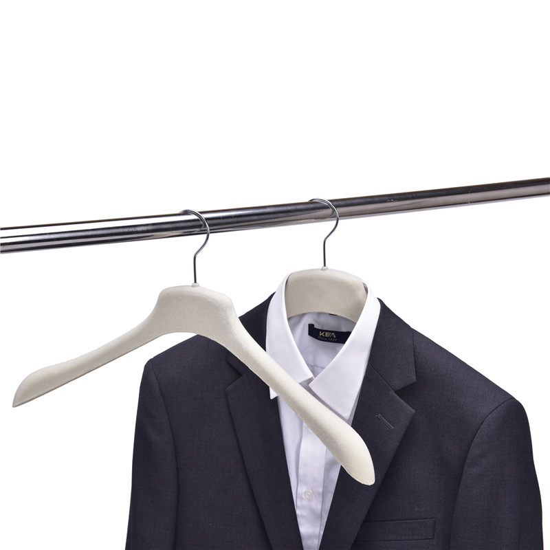 White Velvet Flocked Coat Hanger Without Pants Bar