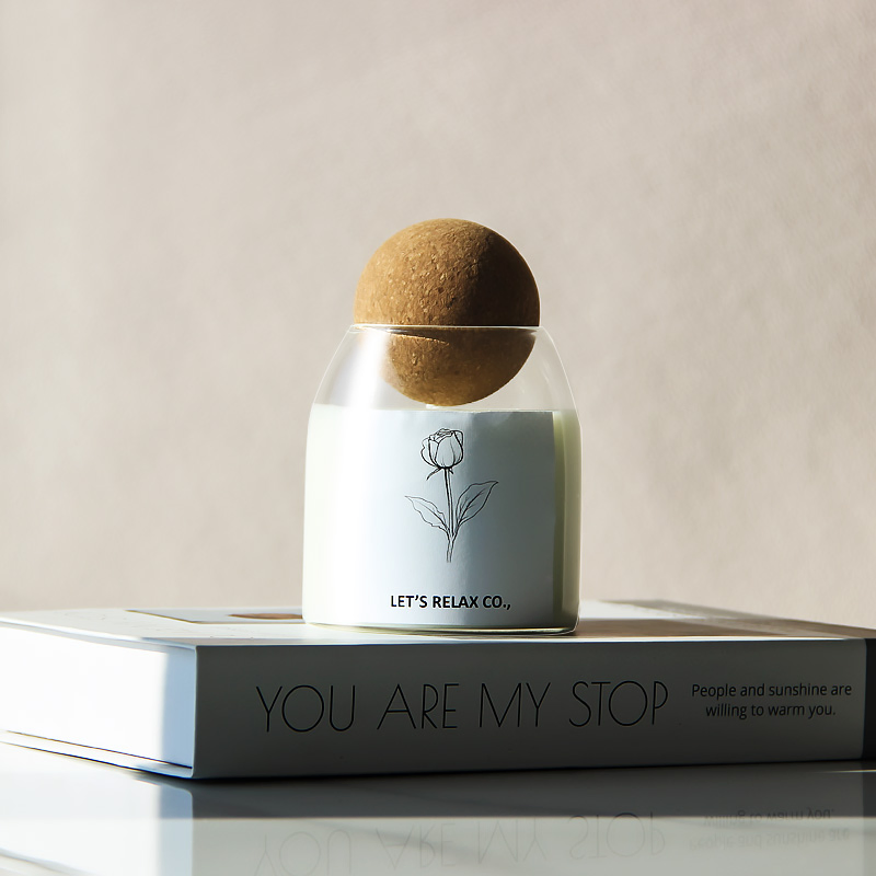 Heat Resistant Glass Scented Candle Jar with Cork Ball Lid for Home Decoration