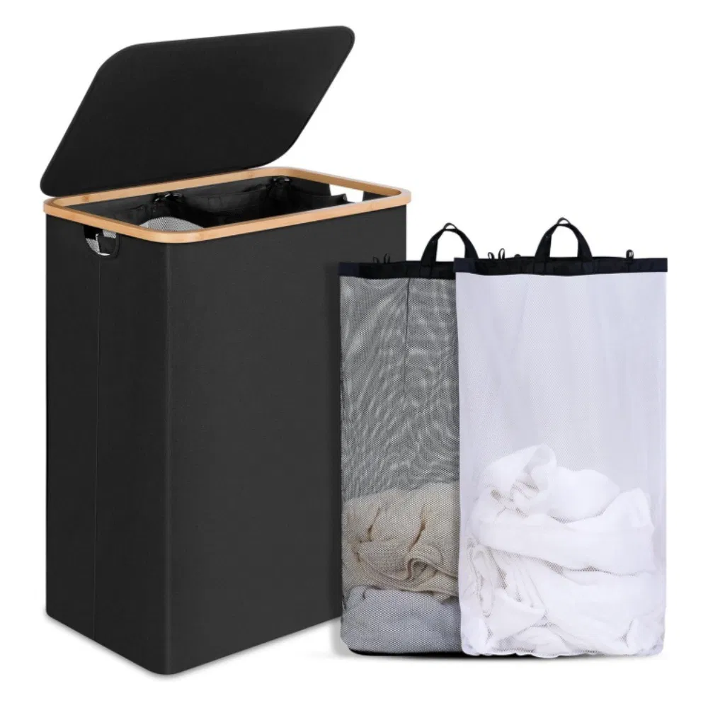 Cross-Border Foldable Clothes Basket, Dirty Clothes Basket with Inner Pocket, Oxford Cloth Storage Basket