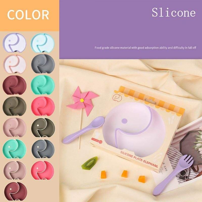 Suction Spoon Set Silicone Tableware Silicone Bowl and Plate Custom Logo Baby Bowl