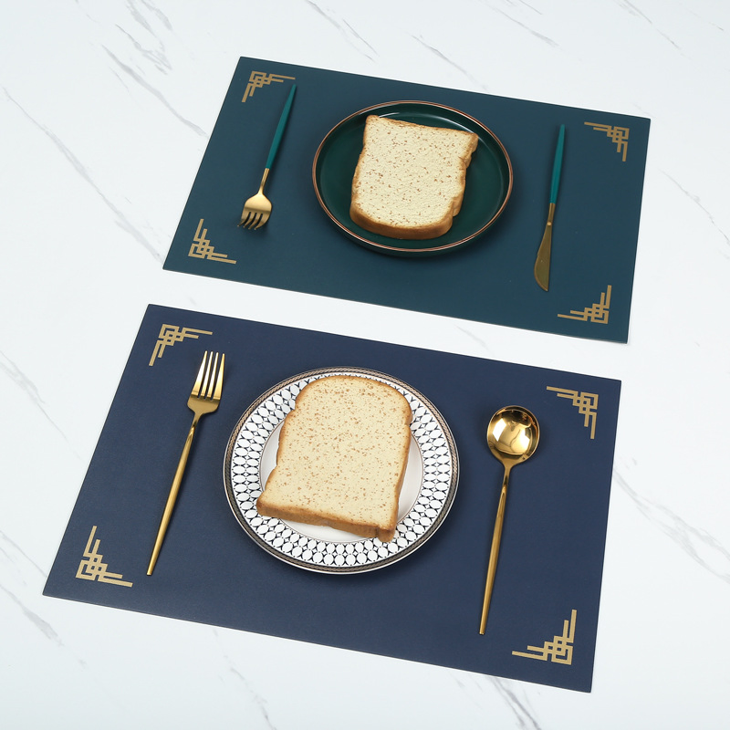 Cowhide Pattern Faux PVC Leather Placemats Waterproof Non-Slip Heat Resistant Kitchen Dining Table Place Mats