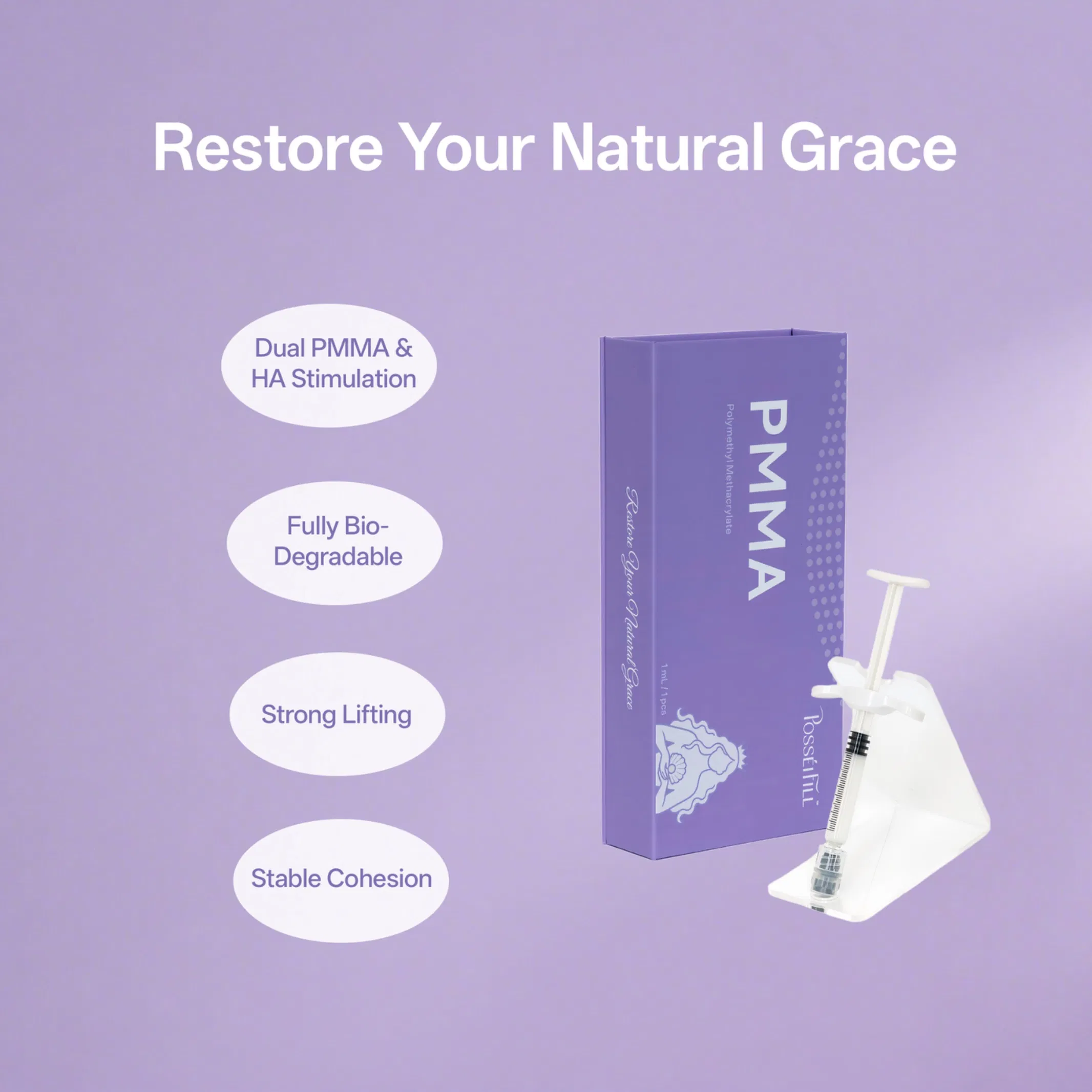 Posseifill PMMA + Hyaluronic Acid Dermal Filler Body Filler for Collagen Regeneration