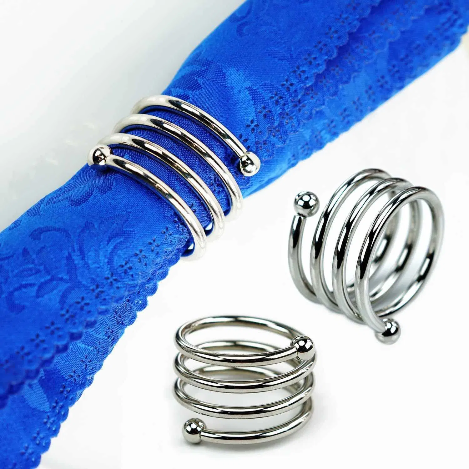 New Products Spring Loaded Double Bead Metal Place Setting Napkin Ring