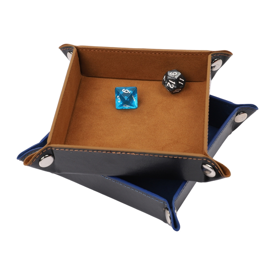 Rectangle Table Games Dnd Dice Storage Box Leather Velvet Folding Dice Tray