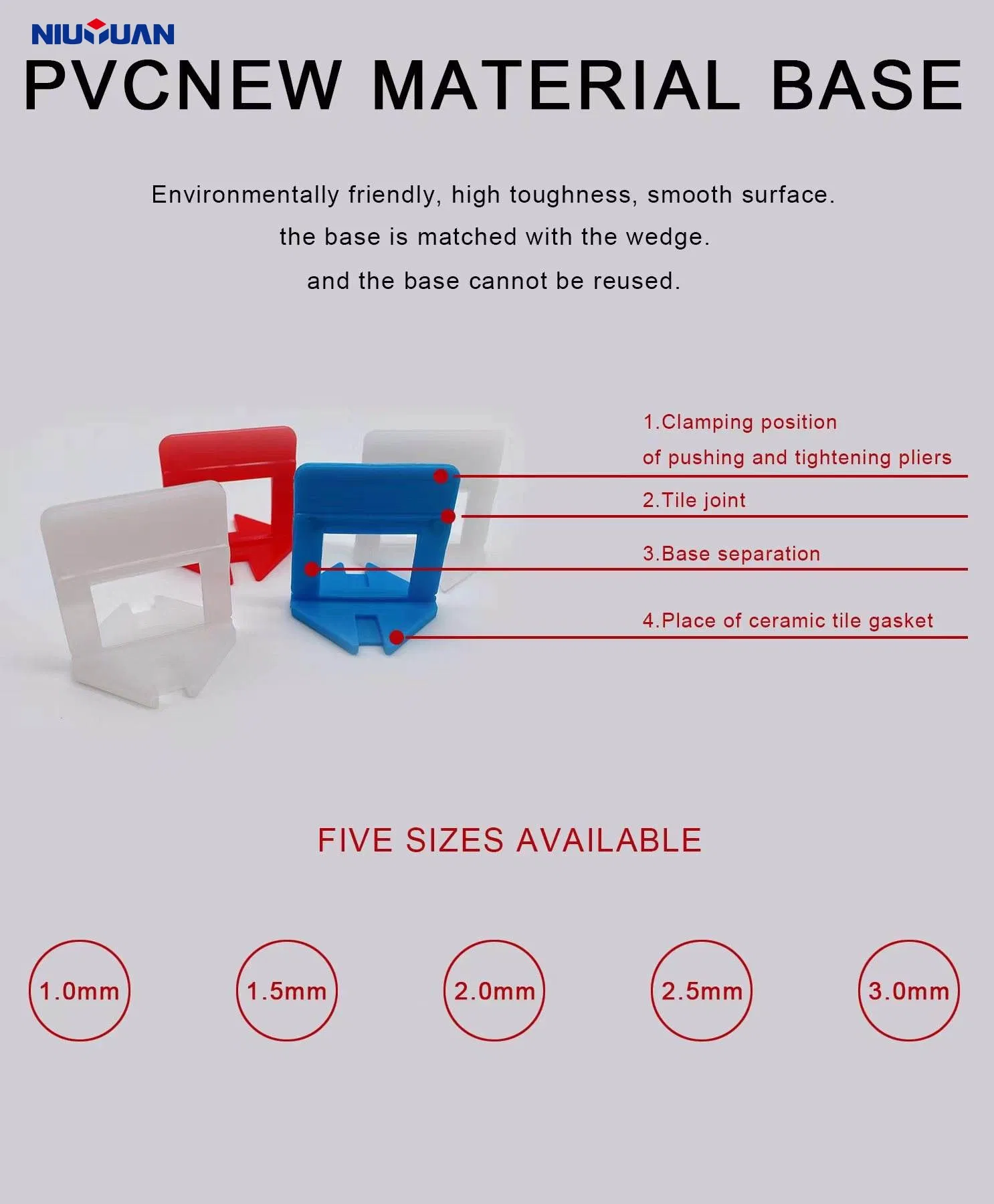 5mm Porcelain Floor Leveler Ceramic Tile Leveling Clip System Tile PP Material Self Leveling System Tile Spacer Cross Wedge