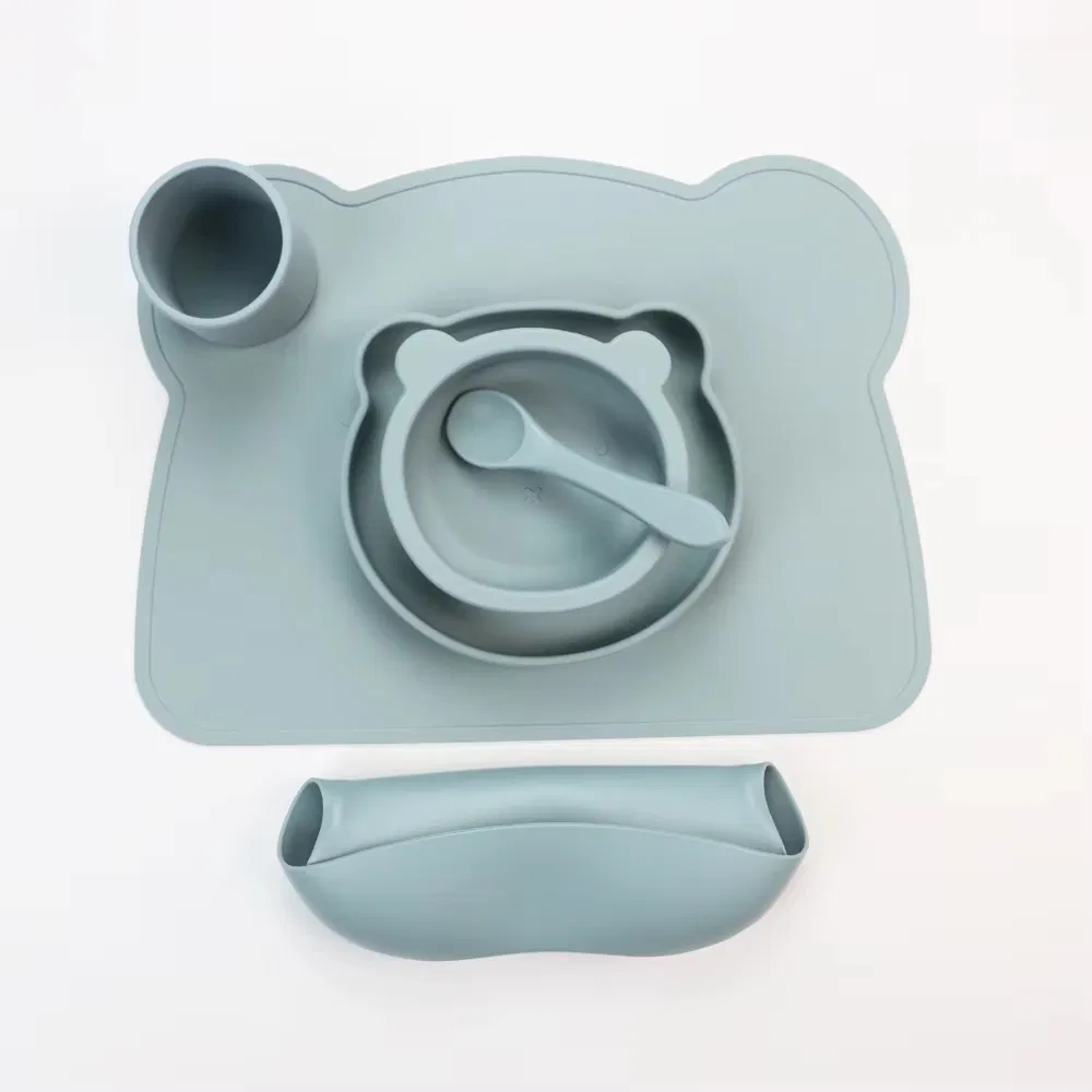 Food Feeding Baby Plate Food Grade Silicone Baby Plate Bowl Suction Non Slip Toddlers for Children Feeding Set