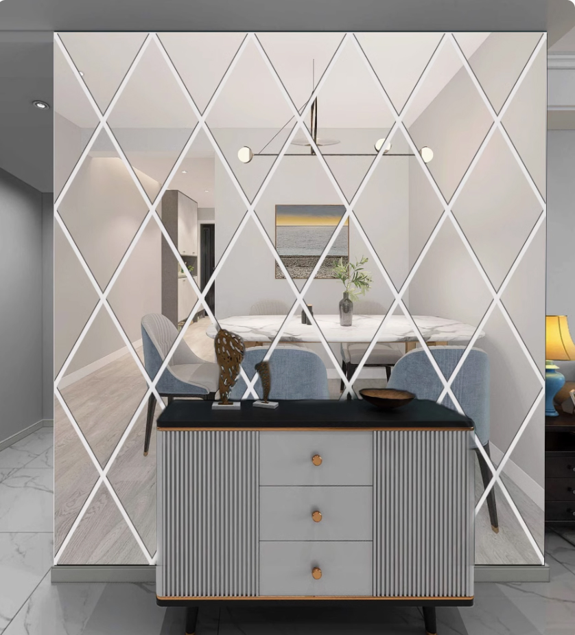 2025 Latest Design Lightweight Easy-Install 3D Wall Decorative Mirror Modern Style Interior Decoration Mirror Wall Decoration Watterproof