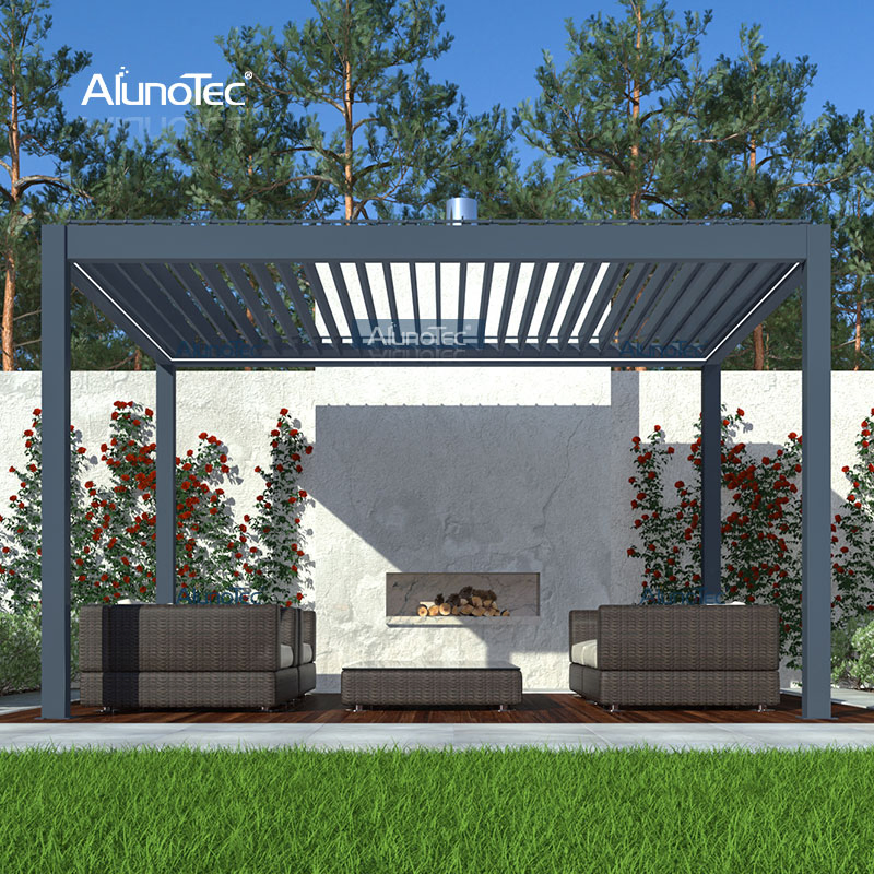 Free Standing Sunshading Electric Manual Louver Roofs Aluminium Gazebo Waterproof Pergola with LED Lights