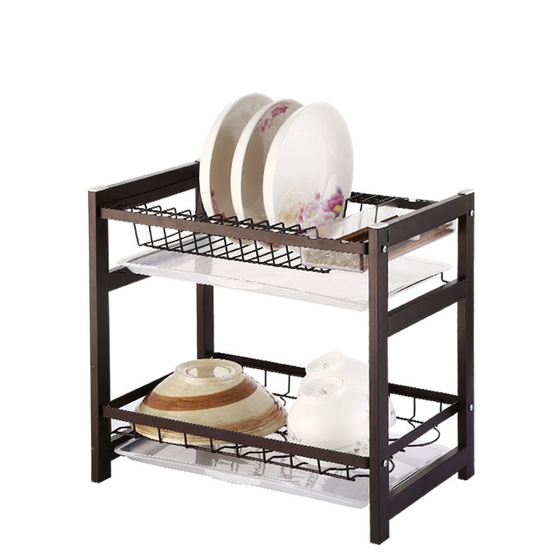 Factory Price Metal Rack Soft Enamel Kitchen Drying Double Dish Rack