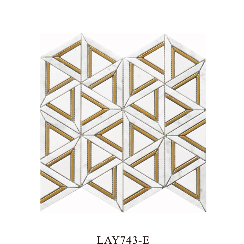 Мозаика из белого мрамора и алюминия для стен и фартука