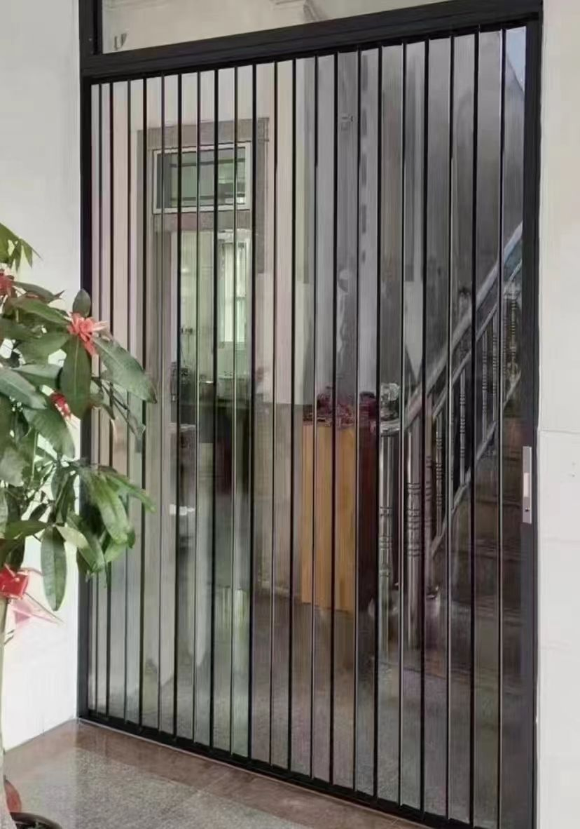 Waterproof PVC Crystal Folding Door Aluminum Alloy Sliding Partition for Kitchen Auto Beauty Store Shopping Mall Dustproof Door