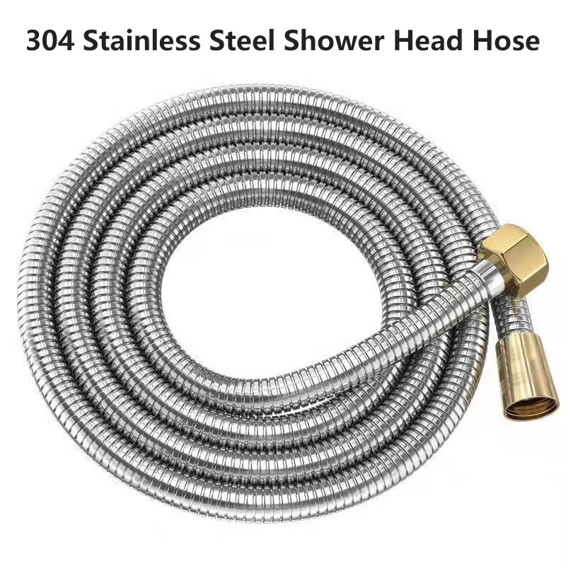 304 Stainless Steel Anti Leak 1.5m 2m Explosion Proof Braided Steel Wire Solid Brass Insert Nut Showerhead Hose