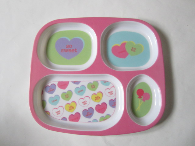 Valentine's Day Melamine Children Divided Plate