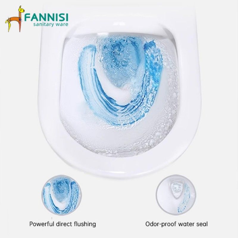 P-Trap Wall-Mounted Water Tank Rimless Wall Hung Toilet for Bathroom