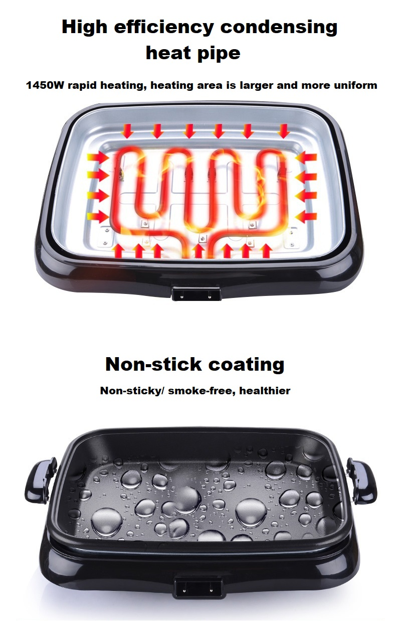 Non-Stick Baking Pan Household BBQ Smokeless Electric Grill Pan 40cm