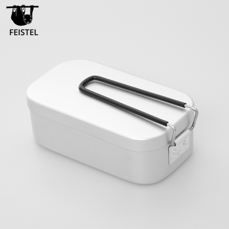 Aluminum Lunch Box Outdoor Heated Lunch Box with Lid with Handle Camping Travel Cooking Food Box