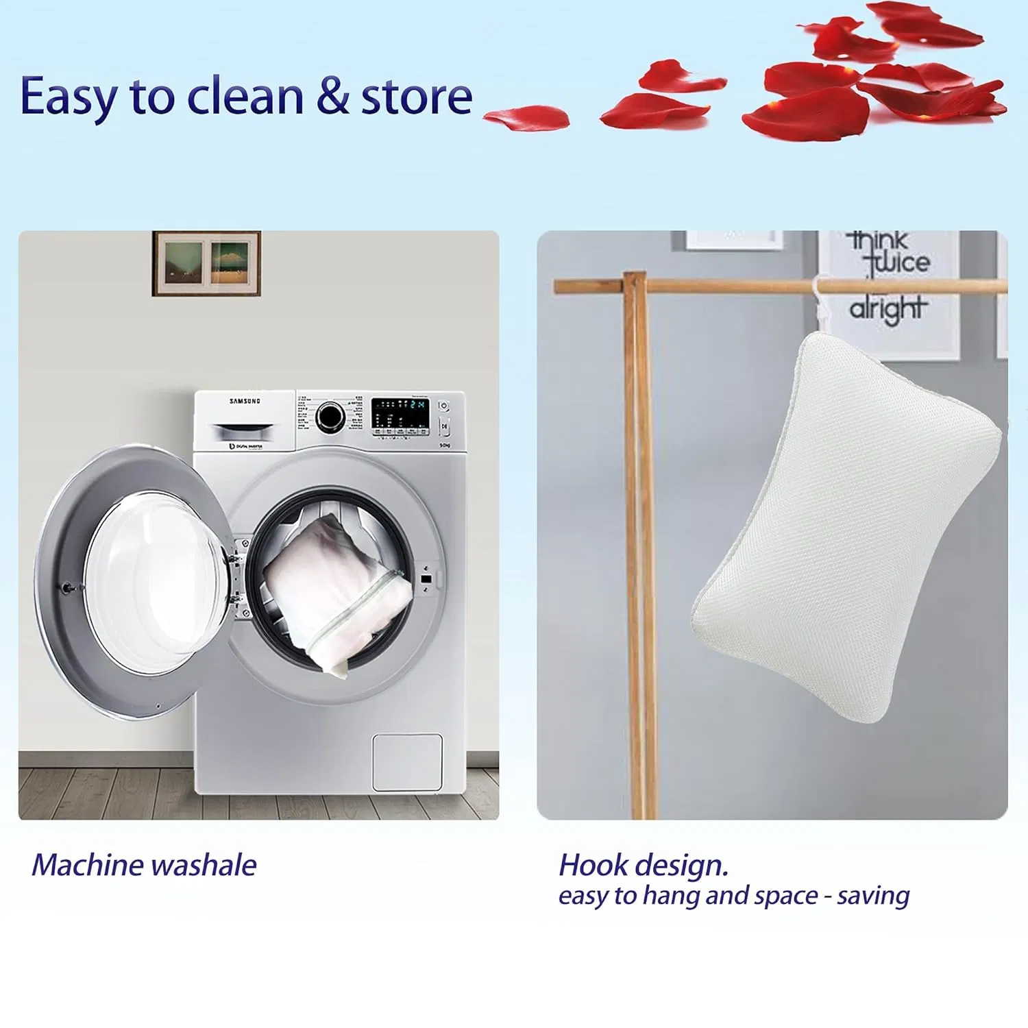 Non Slip Breathable Soft Comfortable Washable Bath Pillow for Tub