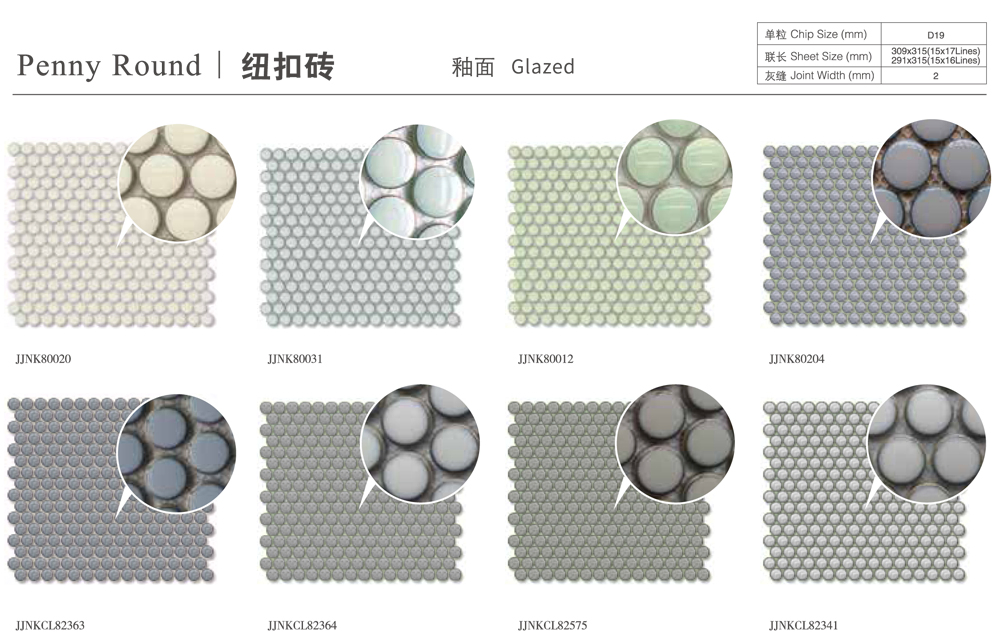 Мозаика керамическая круглая глянцевая 19мм для кухни и ванной