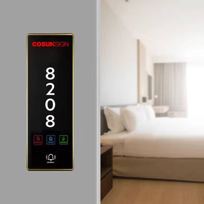 Small Hotel Doorplate Electronic Display Plate with Dnd Switch Customized Design with Zinc Alloy Frame
