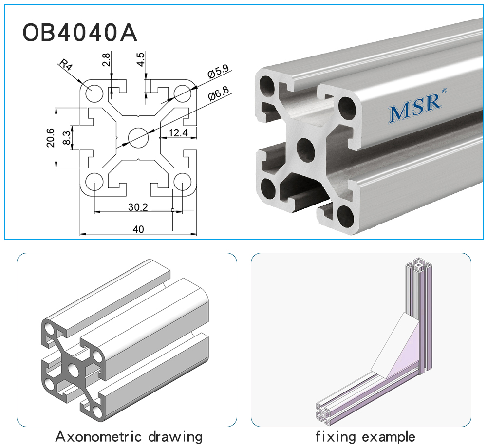 China Supplier OEM ODM 40X40mm T Slotted Anodized Extruded Industrial Aluminum Extrusion for Machine/Frame/Workbench/Robot/Conveyor 4040 4080 4590 50100