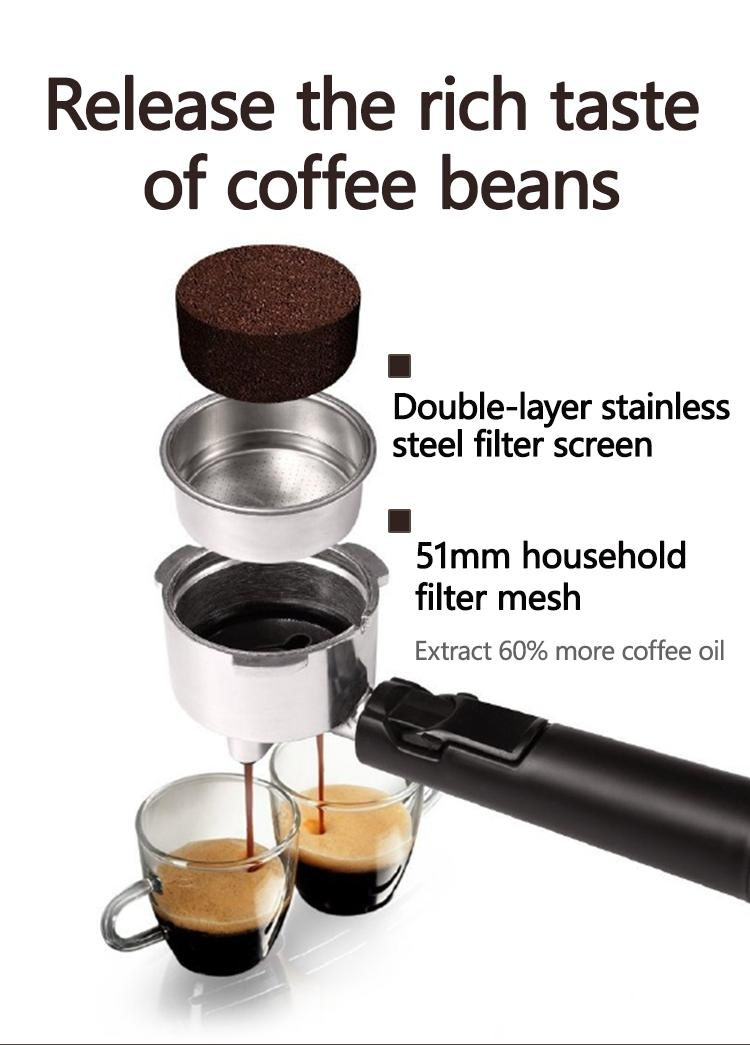 Professional Espresso Coffee Machine Electric Espresso Pod Products Cafe 1.6L Automatic Coffee Maker for Commercial Use