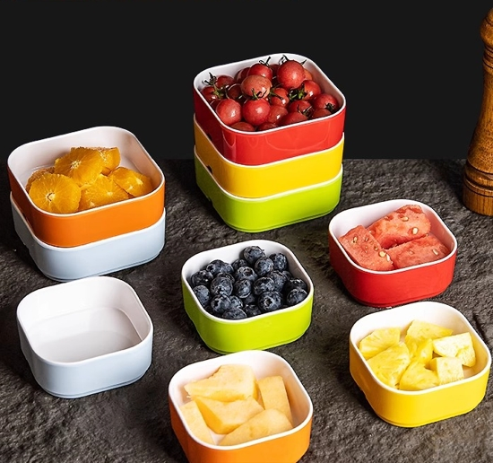 Melamine Fruit Container Square Dessert Food Bowl Restaurant Buffet Salad Bowl Custom