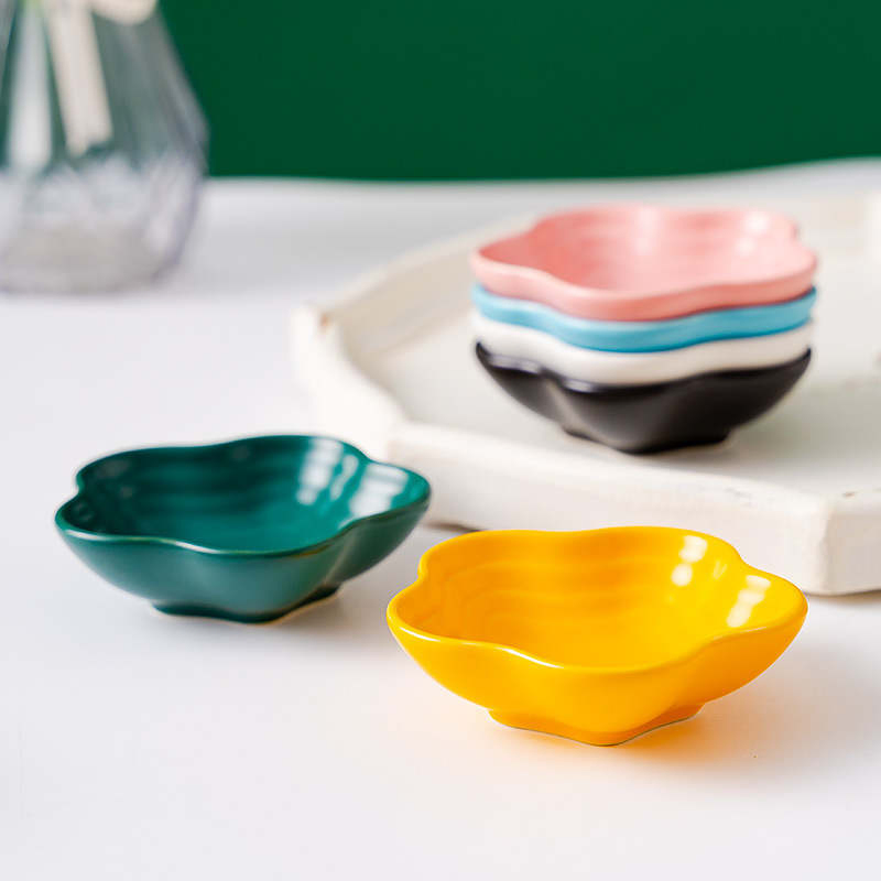 Coloured Glaze Ceramic Dish Household Condiment Personalised Snack Dish Creative