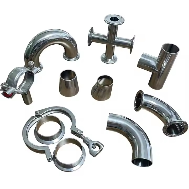 Stainless Steel 304 316L Sanitary Pipe Fitting 4 Way Tri Clamp Cross Tube