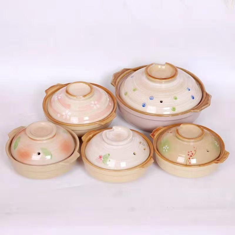 Colored Glaze Ceramic Soup Pot Casserole Fashion Colorful Cookware with Handle Saucepans