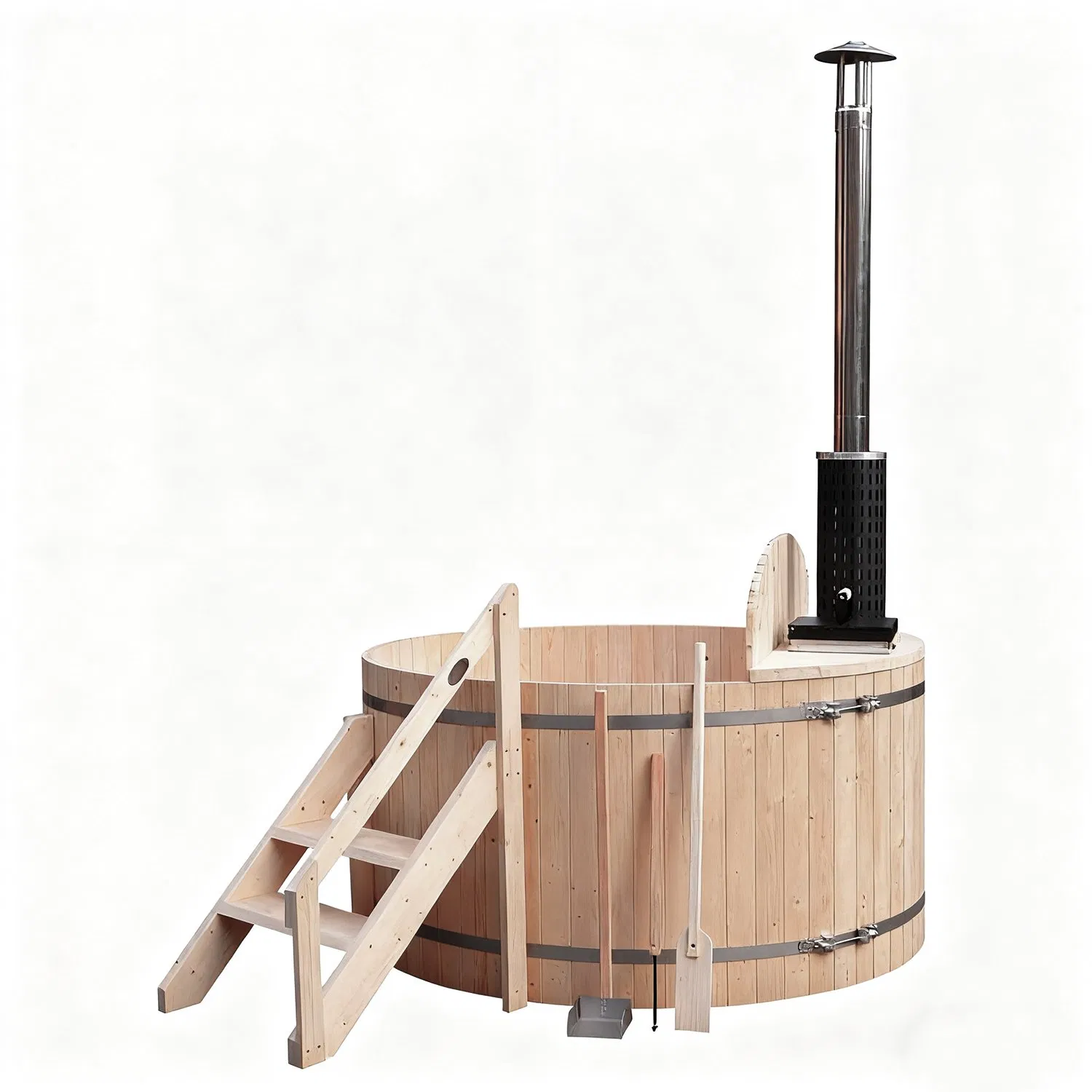 Wood Fired Hot Tub Outdoor Red Cedar Hot Tub SPA 4 Person Capacity Wood Fired Hot Tub / Outdoor SPA Barrels