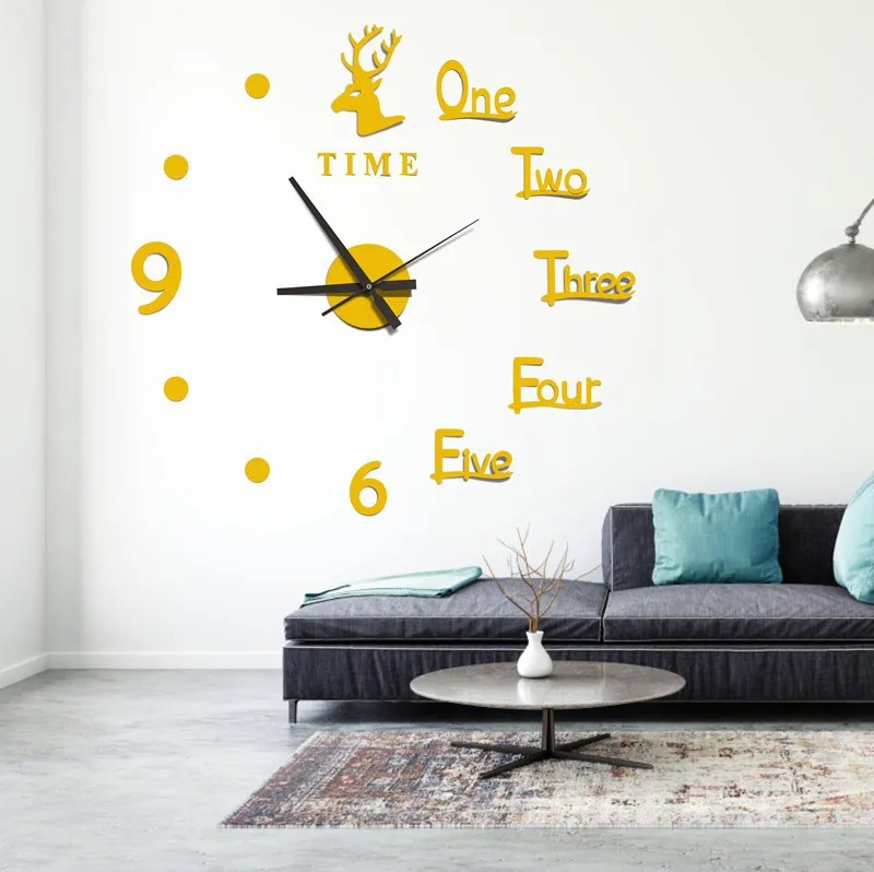 Acrylic Easy DIY Wall Clock Room Decoration Without Drilling Wall Simple Creative