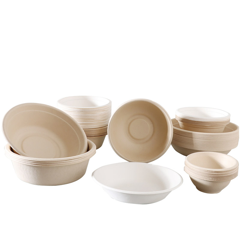 Eco-Friendly Natural Composatable Food Storage Sugarcane Bagasse 32 Oz Salad Bowls