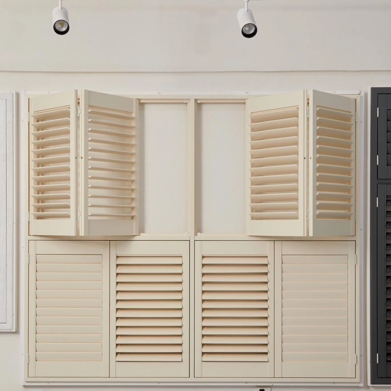 89mm Louvers Tier on Tier Basswood Plantation Shutters for Window