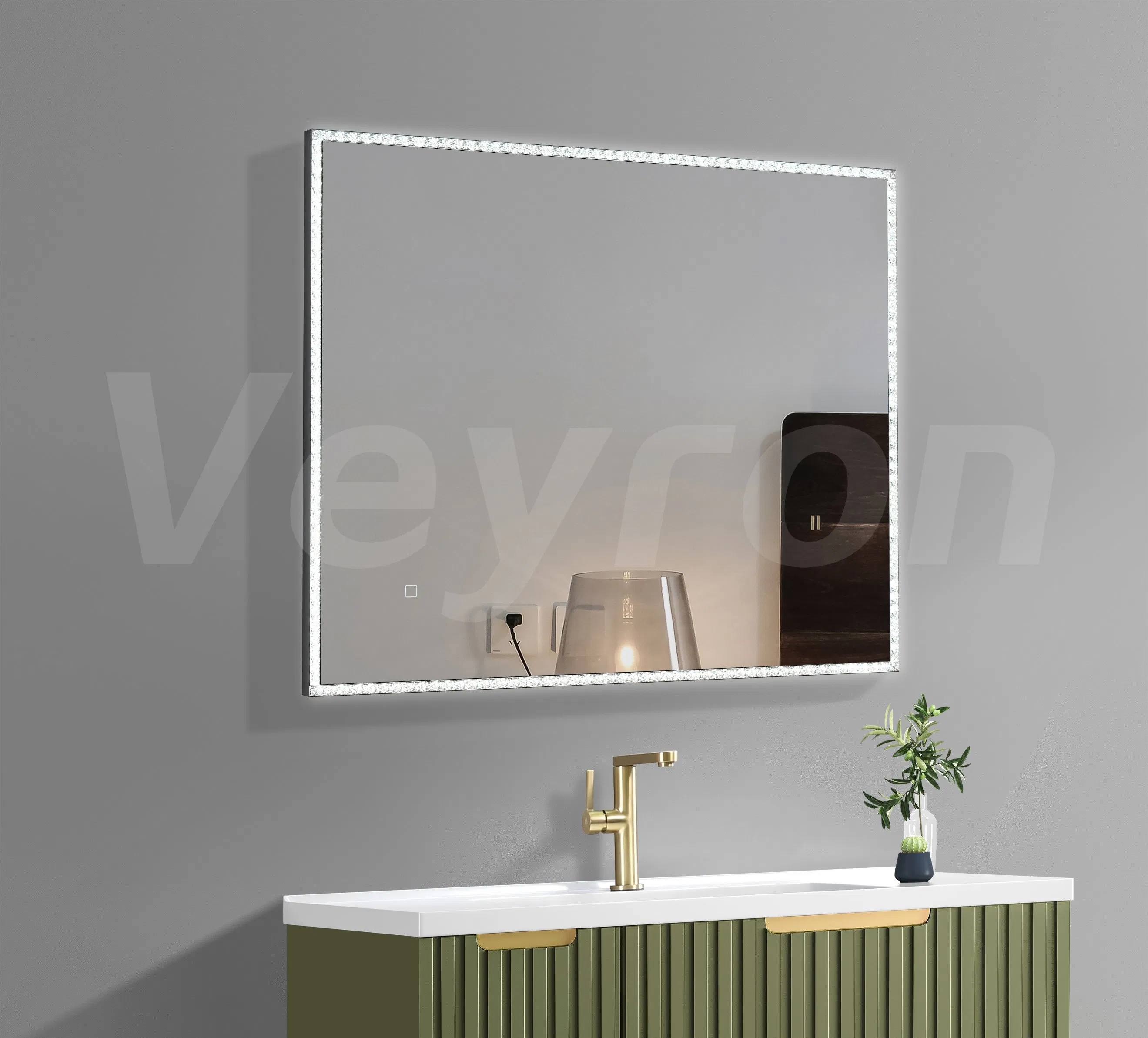 Decor Factory Hotel Bathroom Furniture Smart Home Framed Wall Mirror LED Mirror Defogging Function Touch Switch