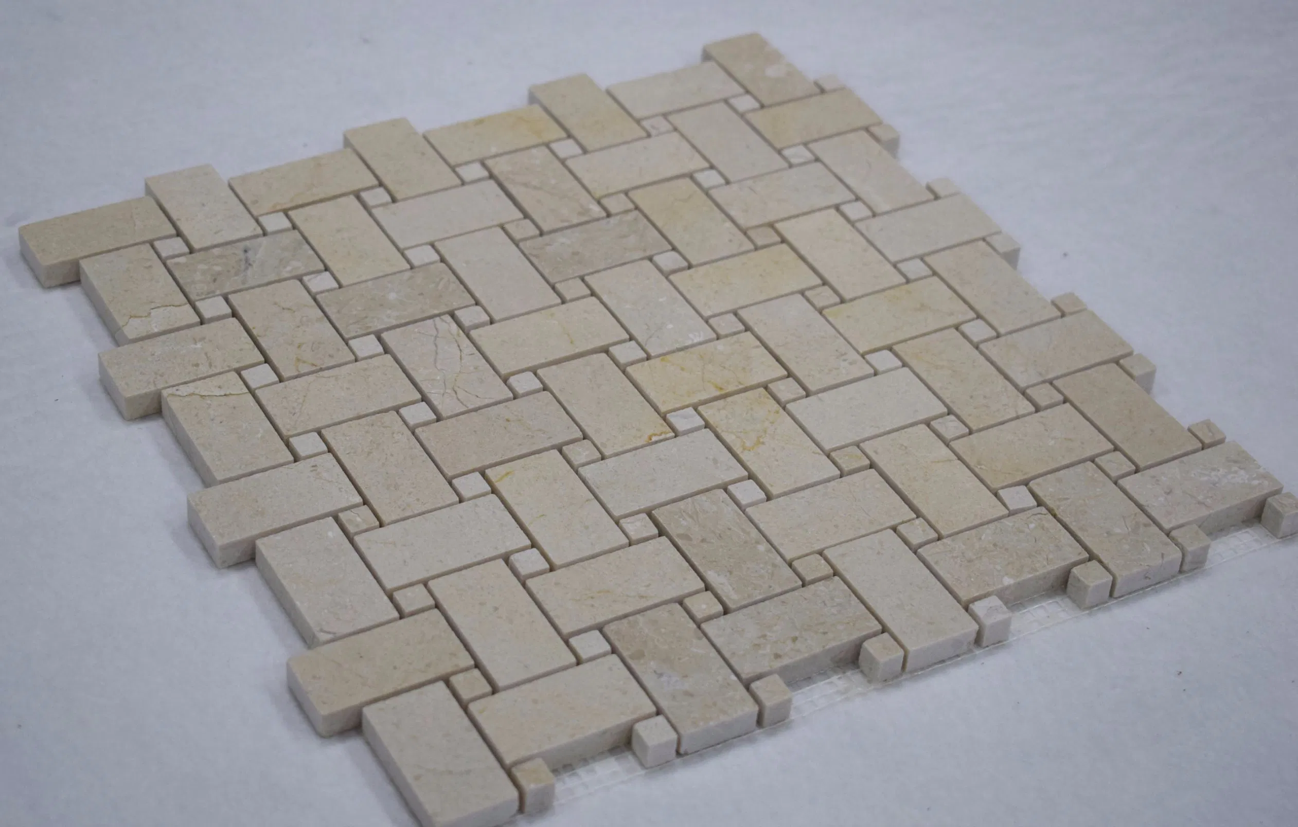 Home Decoration Marble Basketweave Stone Beige Swimming Pool Mosaic for Wall Tiles