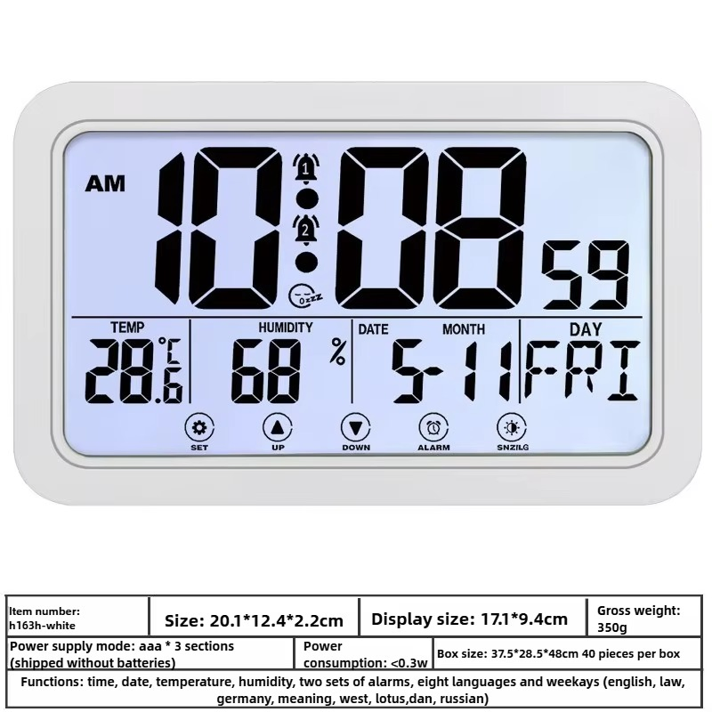 Modern New Calendar Table Desk Clock with Temperature Humidity Display