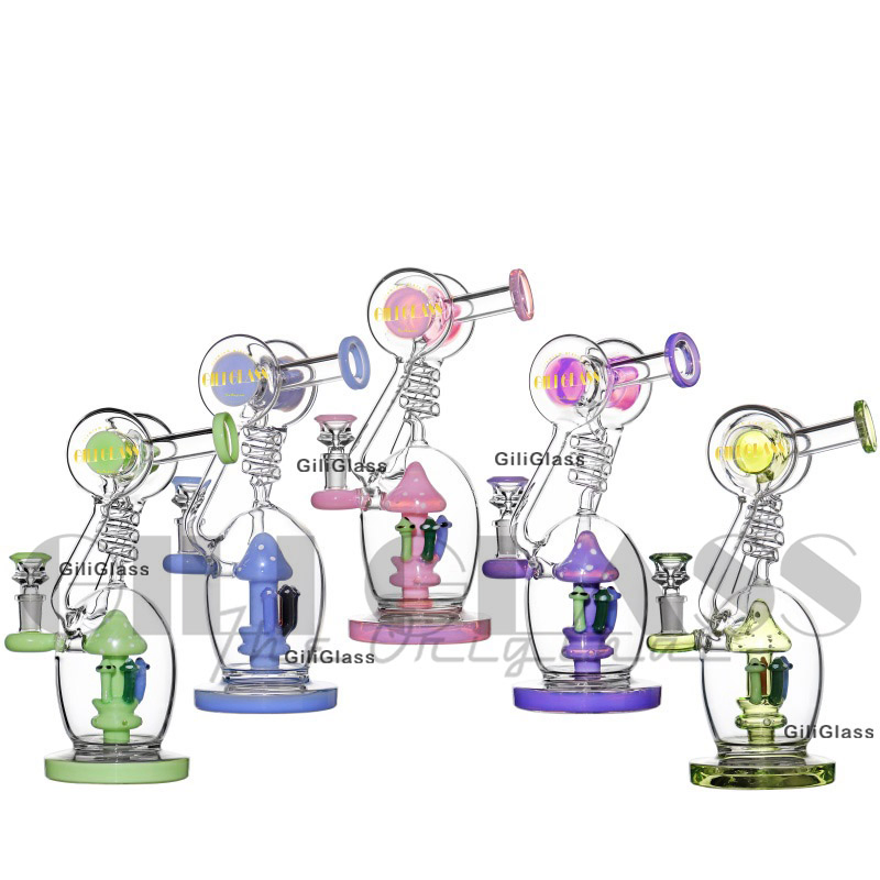 Gili-163 Giliglass 10 Inches Factory Price Mushroom Design Hookah Smoking DAB Rig Glass Water Pipe
