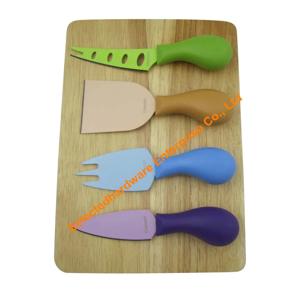 5PCS Non-Stick Coating Cheese Knife and Fork Set with Cutting Board