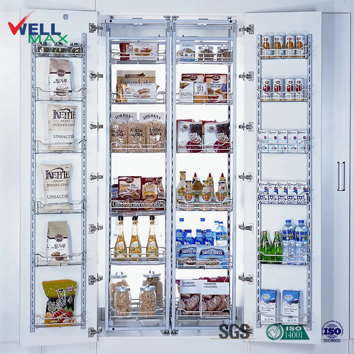 Wellmax Accessories Storage Larder Kitchen Pantry Unit Baskets Shelf Cabinet Organizer