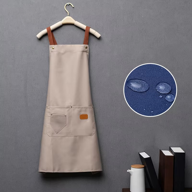Custom Logo Kitchen Apron with Pocket Adjustable Chef Aprons for Restaurant Cafe and Barbershop