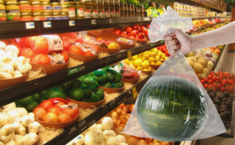 Large Food Fruit Vegetable Packaging Poly Trolley Plastic Bag Custom Print Wholesale