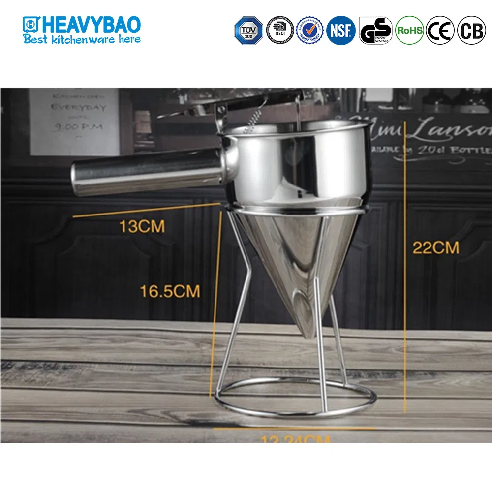 Heavybao Stainless Steel Pancake Batter Dispenser Oil Funnel Kitchen Tool