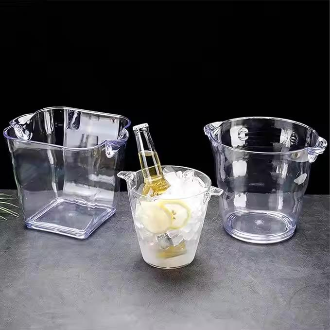 Factory Directly Sell Eco-Friendiy Plastic Transparent 5L Ice Bucket Wine Beer Ice Bucket Beverage Tubs Ice Buckets for Crystal Head Reyka Samuel Adams
