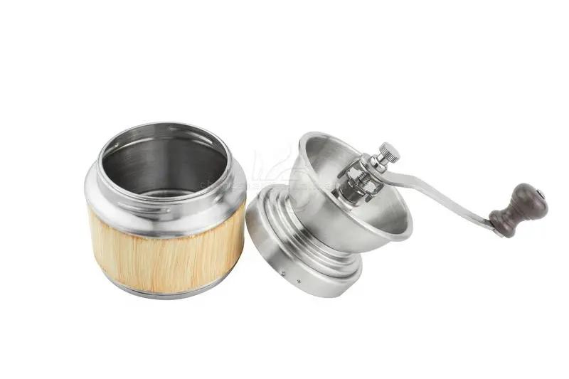 Stainless Steel Ceramic Core Manual Coffee Burr Grinder with Wooden Manual Burr Coffee Grinder Wholesale