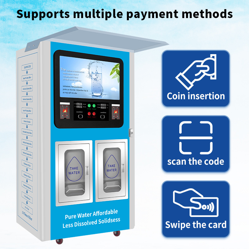 Automatic Water Dispenser - RO Reverse Osmosis Self-Service Coin-Operated with Barcode Scanning and Card Swiping Direct Drinking Water Machine
