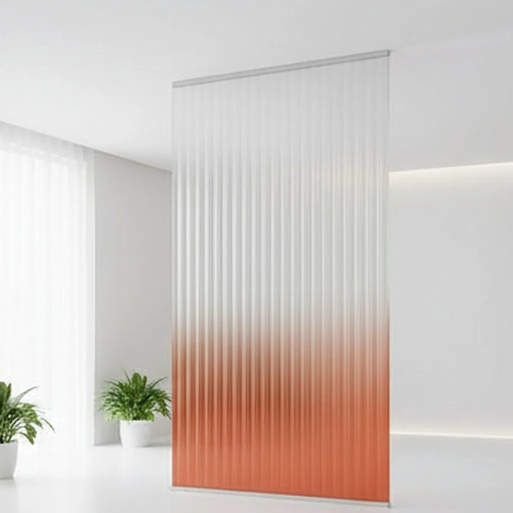 Ultra Clear Patterned Tempered Glass with Custom Satin Finish for Interiors
