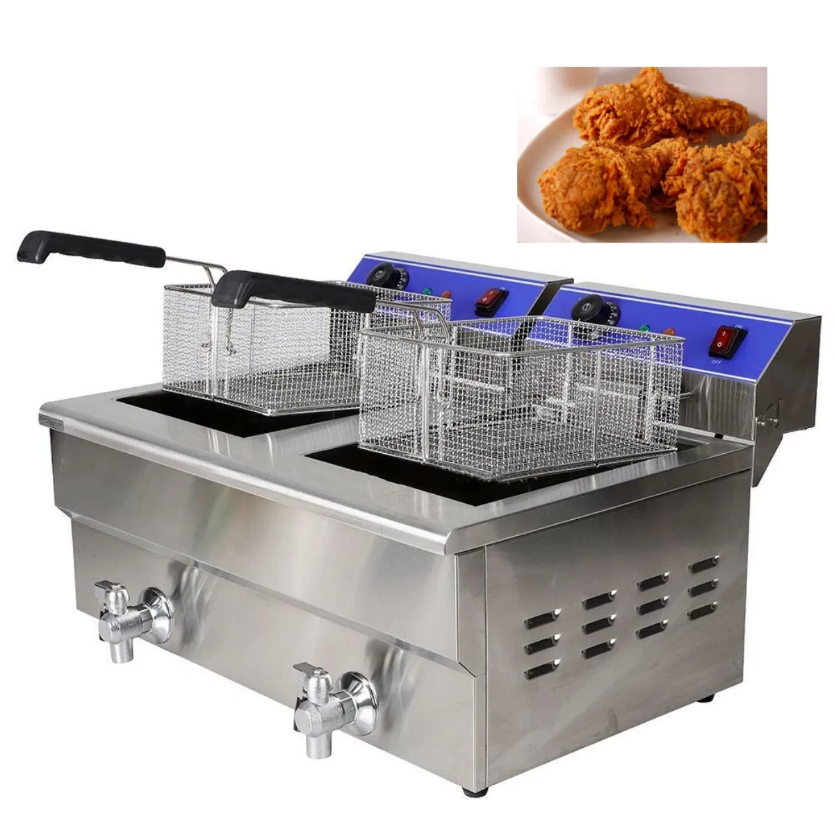 Electric Countertop Double Tank Deep Fryer Machine Potato Chips Snack Fryer