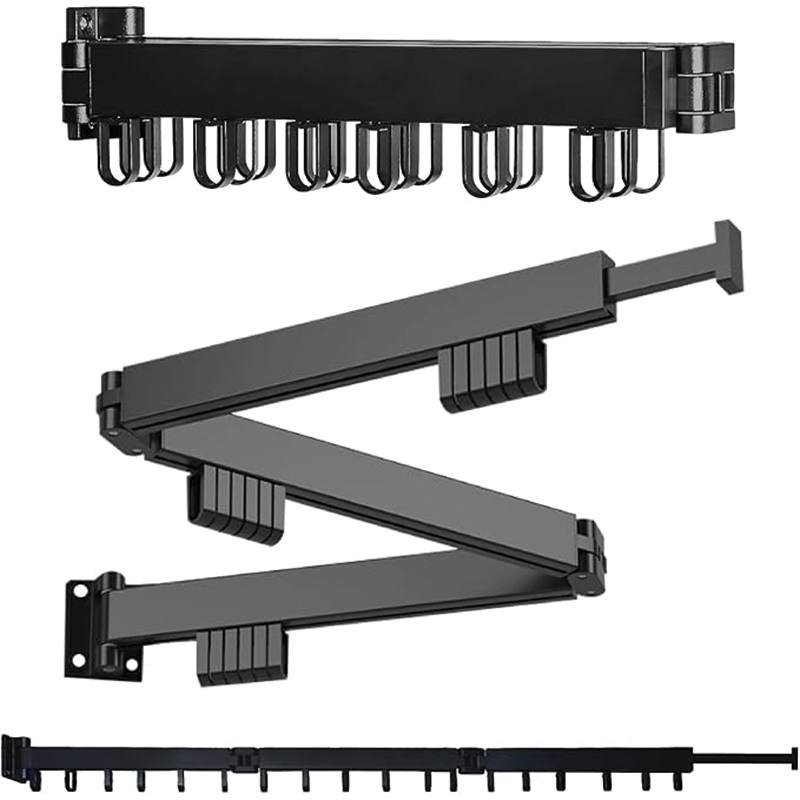 3 Fold Stainless Steel Balcony Wall Mounted Rectractable Collapsible Clothing Laundy Drying Racks for Hanging Clothes