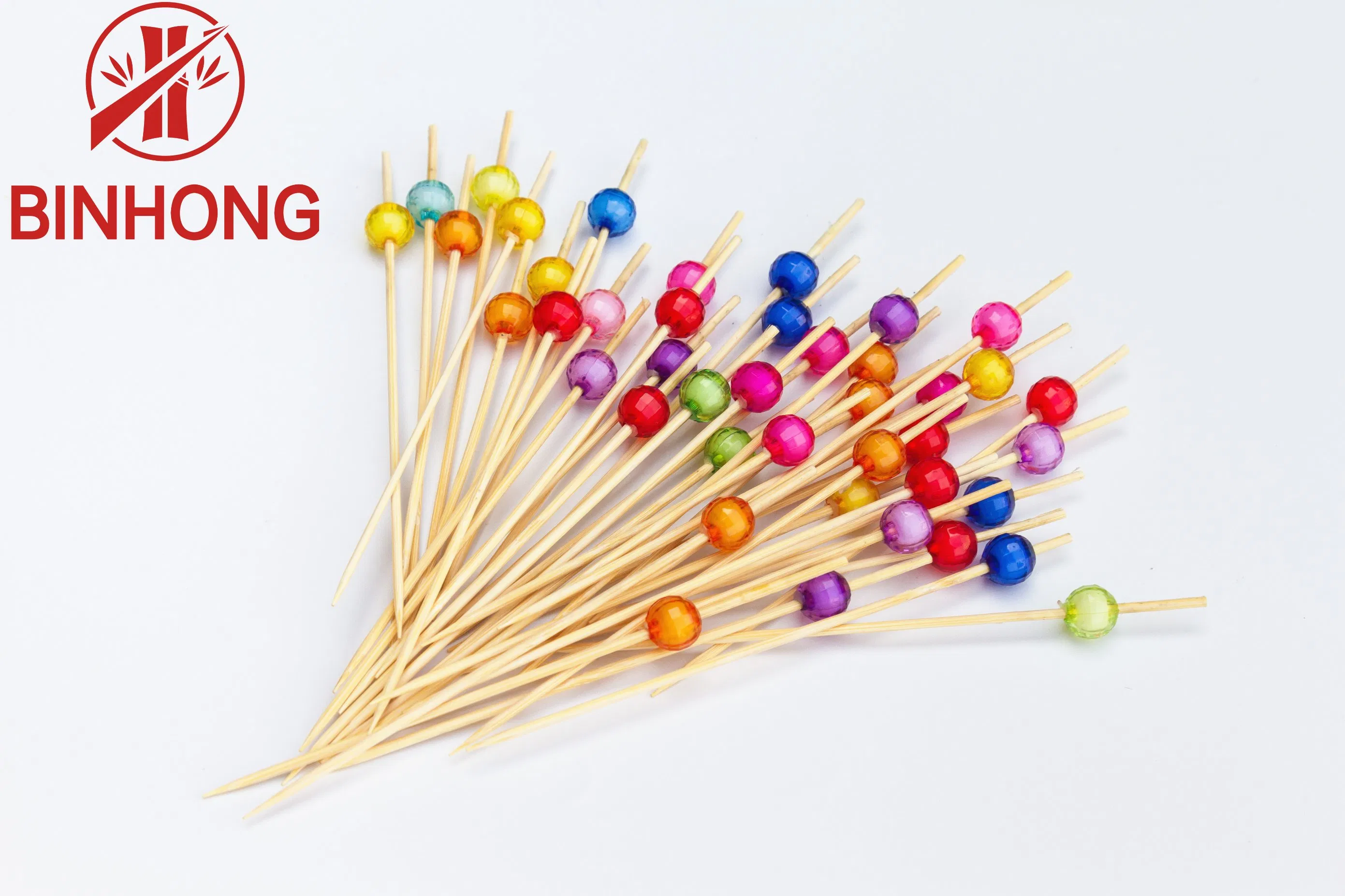 1/6 Custom Disposable Bamboo Party 12cm Skewers Food Picks Fruit Sticks